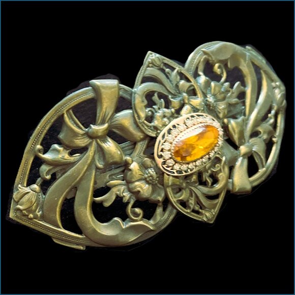 🆕 OOAK Handmade Art Nouveau Deco Hair Clip | Martelli Glass | French Clip - Picture 3 of 5